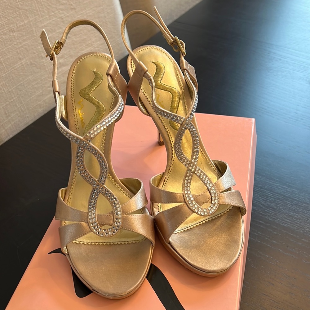 Nina Graysen Gold Royal Satin Heel Prom